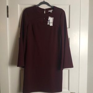 Maroon, bell sleeve dress